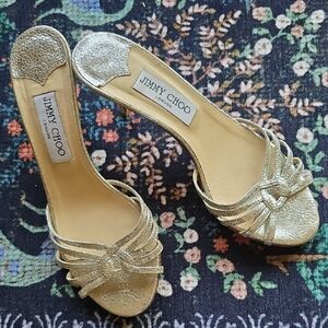 Like New Jimmy Choo Gold/Silver Strappy Sandals